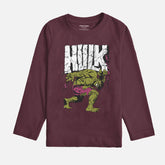 HULK BURGUNDY BOYS LONG SLEEVE T.SHIRT