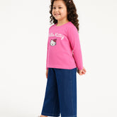 HELLO KITTY JUNIOR COSMOS PINK COLOR GIRLS LONG SLEEVE T-SHIRT