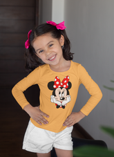 DIGITAL PRINTED MINNIE 2 JUNIOR MOCK ORANGE COLOR GIRLS LONG SLEEVE T.SHIRT