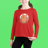 CUTE CAT JUNIOR FEIRY RED COLOR GIRLS LONG SLEEVE T-SHIRT