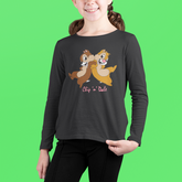 DIGITAL PRINTED CHIP & DALE JUNIOR JET BLACK COLOR GIRLS LONG SLEEVE T.SHIRT