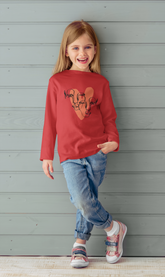 HEART CALIGRAPHY JUNIOR FEIRY RED COLOR GIRLS LONG SLEEVE T-SHIRT