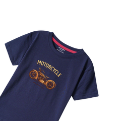 MOTERCYCLE NAVY PRINTED BOYS T.SHIRT