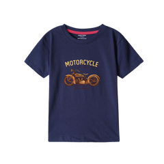 MOTERCYCLE NAVY PRINTED BOYS T.SHIRT