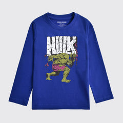 HULK PRINTED NAVY PEONY BOYS LONG SLEEVE T.SHIRT