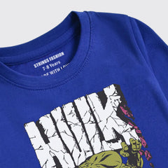HULK PRINTED NAVY PEONY BOYS LONG SLEEVE T.SHIRT