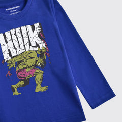 HULK PRINTED NAVY PEONY BOYS LONG SLEEVE T.SHIRT