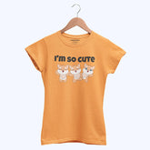 DIGITAL PRINTED I’M CUTE JUNIOR BLAZING ORANGE COLOR GIRLS T.SHIRT