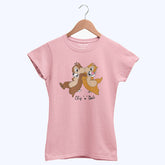 DIGITAL PRINTED CHIP & Dale JUNIOR TICKLED PINK COLOR GIRLS T.SHIRT