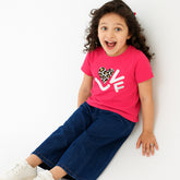 PARADISE PINK PRINTED LOVE JUNIOR GIRLS T.SHIRT