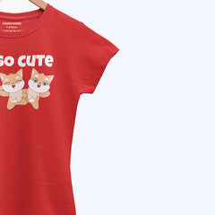 DIGITAL PRINTED I’M CUTE JUNIOR FIERY RED COLOR GIRLS T.SHIRT