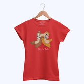 DIGITAL PRINTED CHIP & DALE JUNIOR FIERY RED COLOR GIRLS T.SHIRT