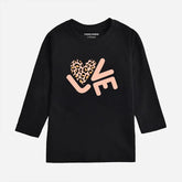 DIGITAL PRINTED LOVE JET BLACK GIRLS LONG SLEEVE T.SHIRT