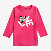 DIGITAL PRINTED LOVE PARADISE PINK GIRLS LONG SLEEVE T.SHIRT
