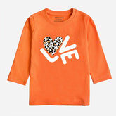 DIGITAL PRINTED LOVE MOCK ORANGE GIRLS LONG SLEEVE T.SHIRT