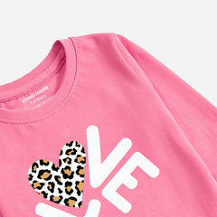 DIGITAL PRINTED LOVE COSMOS PINK GIRLS LONG SLEEVE T.SHIRT