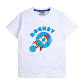 WHITE GRAPHICS ROCKET T-SHIRT