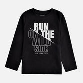 DIGITAL PRINTED RUN ON THE WILD SIDE JET BLACK BOYS LONG SLEEVE T.SHIRT