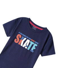 SKATE NAVY PRINTED BOYS T.SHIRT