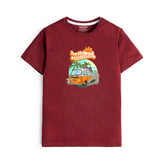 DIGITAL HELLO SUNSHINE PRINTED MEHROON JUNIOR BOYS T.SHIRT