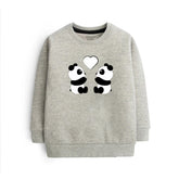 Digital Printed Couple Panda Junior Grey Header Color Girls Long Sleeve Sweat-Shirt