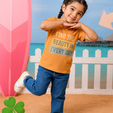 DIGITAL PRINTED TYPOGRAPHY JUNIOR BLAZING ORANGE COLOR GIRLS T.SHIRT