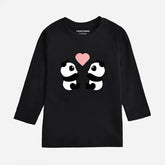 PANDA COUPLE JET BLACK GIRLS LONG SLEEVE T-SHIRT