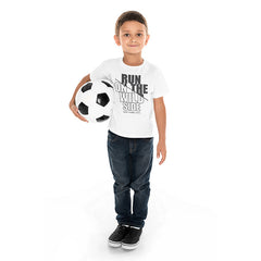 RUN ON THE WILD SIDE PRINTED WHITE JUNIOR BOYS T.SHIRT