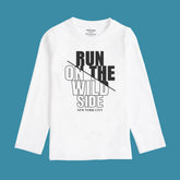 RUN ON THE WILD SIDE PRINTED WHITE BOYS LONG SLEEVE T.SHIRT