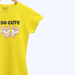 DIGITAL PRINTED I’M CUTE JUNIOR CANARY YELLOW COLOR GIRLS T.SHIRT