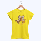 DIGITAL PRINTED CHIP & DALE JUNIOR CANARY YELLOW COLOR GIRLS T.SHIRT