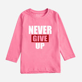 DIGITAL PRINTED NEVER GIVE UP COSMOS PINK GIRLS LONG SLEEVE T.SHIRT