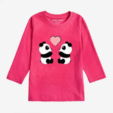 PANDA COUPLE PARADISE PINK GIRLS LONG SLEEVE T-SHIRT