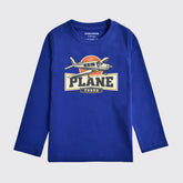 PLANE PRINTED NAVY PEONY BOYS LONG SLEEVE T.SHIRT