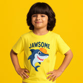 JAWSOME PRINTED YELLOW JUNIOR BOYS T-SHIRT