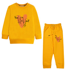 HEART CALLIGRAPHY MUSTERED COLOR GIRLS TRACK SUIT