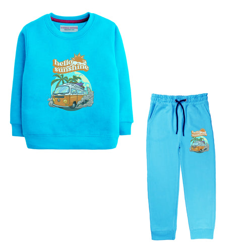 HELLO SUNSHINE JUNIOR BOY SKY BLUE TERYY FABRIC TRACK SUIT