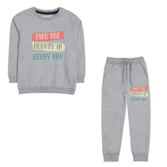 FIND THE BEAUTY JUNIOR GIRLS GREY HEADER COLOR TRACK SUIT