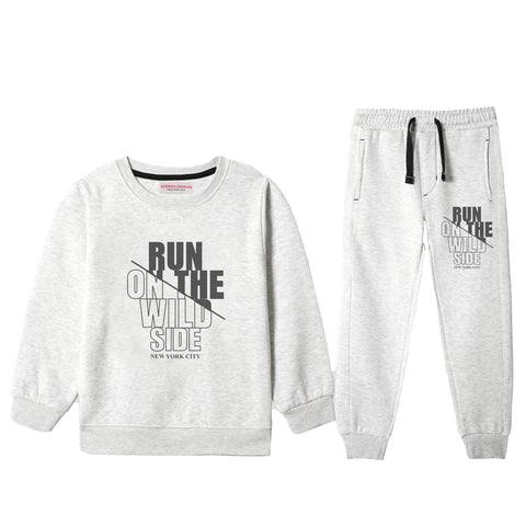 RUN ON THE WILD SIDE JUNIOR BOY OATMEAL COLOR TRACK SUIT