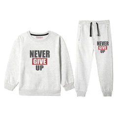 NEVER GIVE UP JUNIOR GIRLS OATMEAL COLOR TRACK SUIT