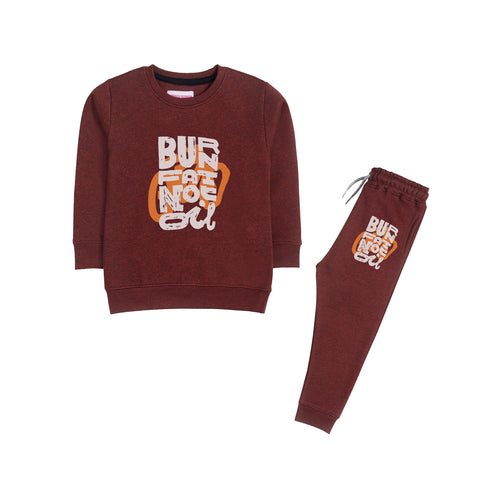 BURN FOR FAT JUNIOR BOY BURGUNDY COLOR TRACK SUIT