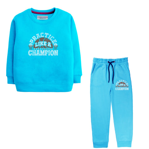 CHAMPION JUNIOR BOY SKY BLUE TERYY FABRIC TRACK SUIT