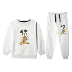 KAFI CUTE MINNIE JUNIOR GIRLS OATMEAL COLOR FLEECE TRACK SUIT