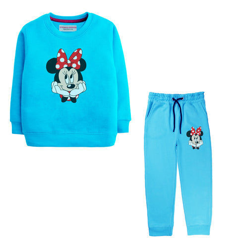 MINNIE SKY BLUE COLOR GIRLS TERYY FABRIC TRACK SUIT