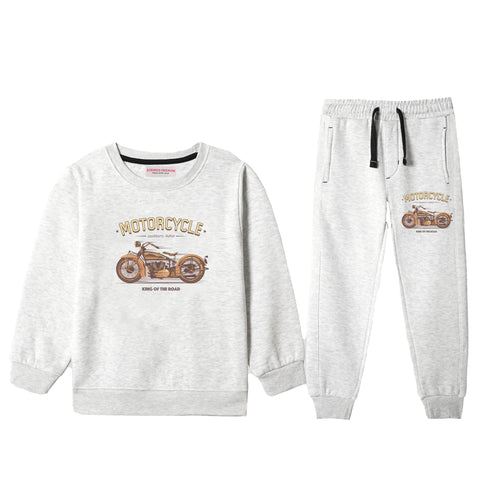 MOTORCYCLE JUNIOR BOY TRACK SUIT OATMEAL COLOR