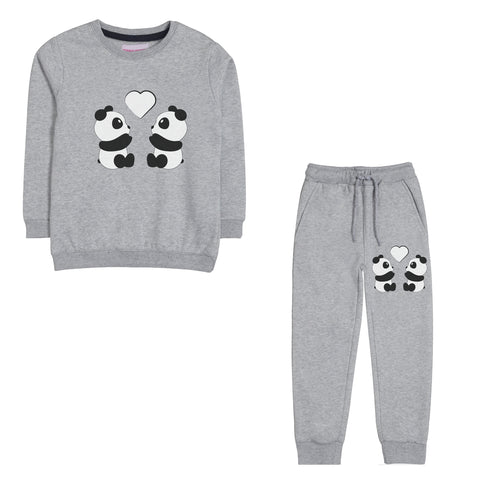 PANDA JUNIOR GIRLS GREY HEADER COLOR TRACK SUIT