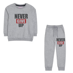 NEVER GIVE UP JUNIOR GIRLS GREY HEADER COLOR TRACK SUIT