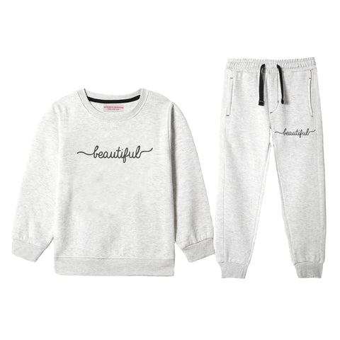 BEAUTIFUL JUNIOR GIRLS OATMEAL COLOR TRACK SUIT