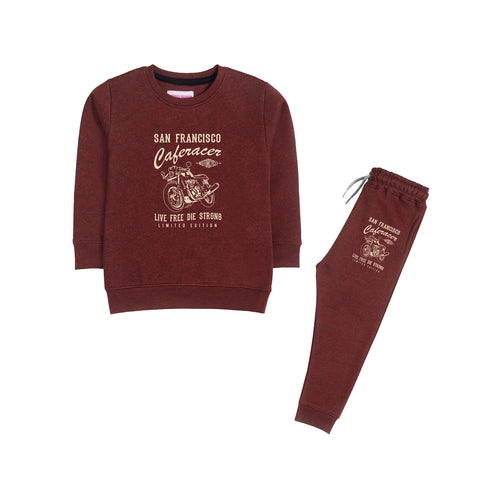 SAN FRANCISCO JUNIOR BURGUNDY BOY FLEESE TRACK SUIT