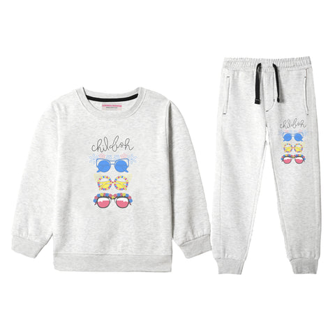 CHILLUM JUNIOR GIRLS OATMEAL COLOR FLEECE TRACK SUIT
